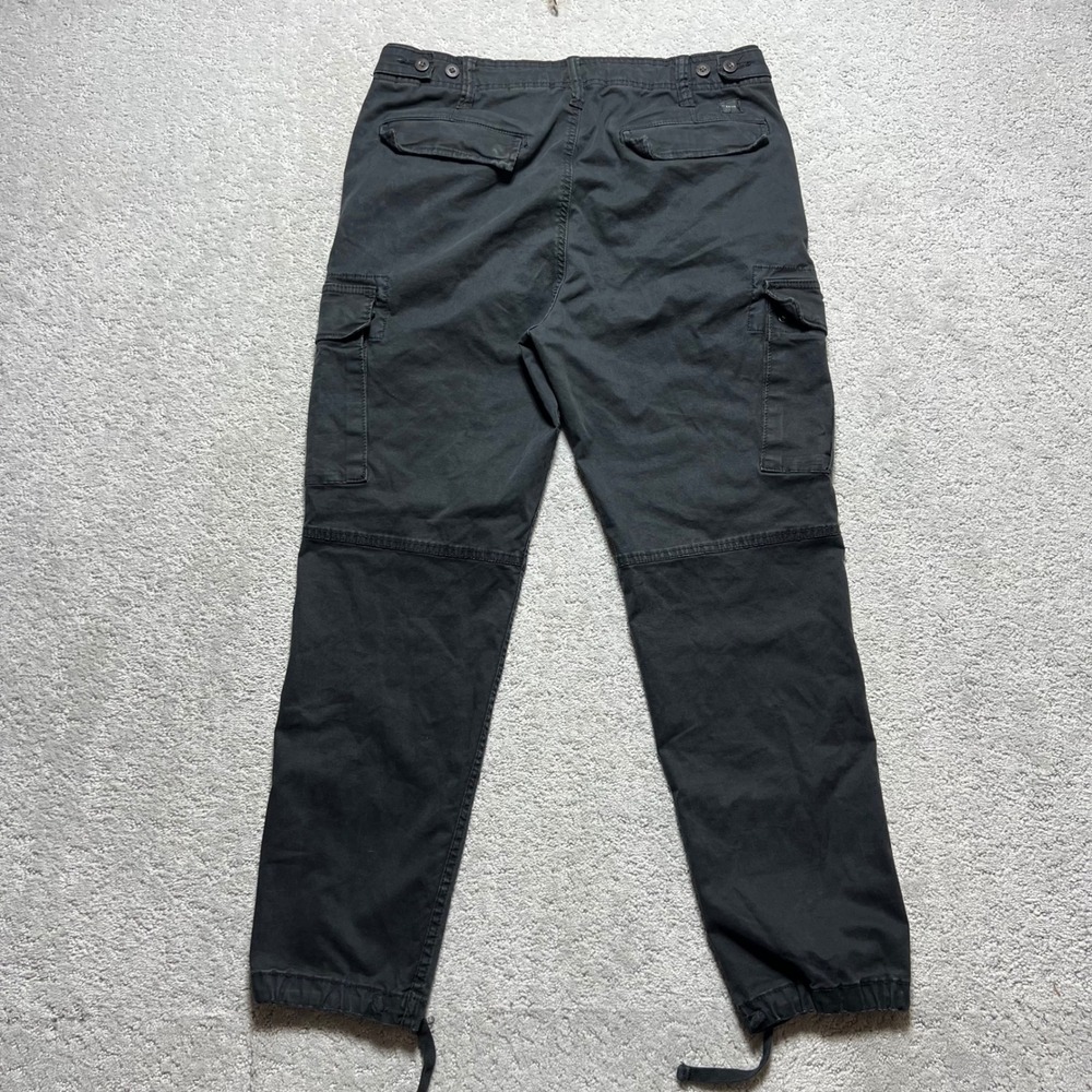 American Eagle Slim Lived-In Cargo Pants Mens 33x32 Black Faded Cotton Flex - Picture 10 of 14